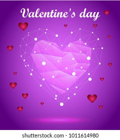Valentine's day vector illustration, low poly, vector, violet heart