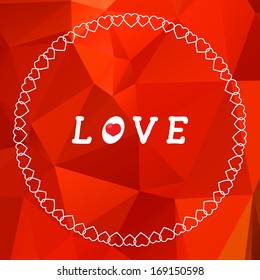 Valentine's day vector illustration on triangular red background