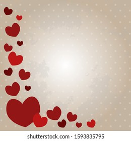 valentine's day vector illustration with red love hearts on vintage background