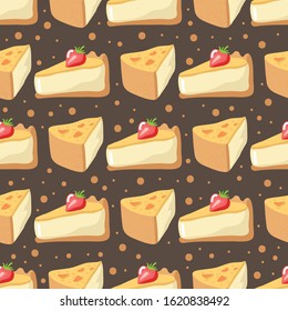 Valentines Day vector illustration. Seamless pattern with cheesecakes. Sign of love and romantic. Flat design element for fabric, wallpaper, wrapping paper.
