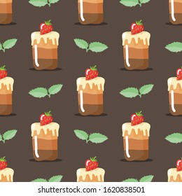 Valentines Day vector illustration. Seamless pattern with cupcakes. Sign of love and romantic. Flat design element for fabric, wallpaper, wrapping paper.