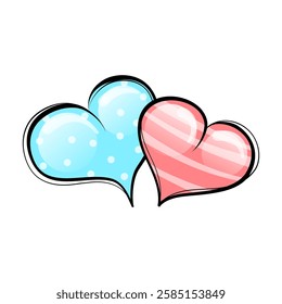 Valentine's Day, vector illustration with two hearts