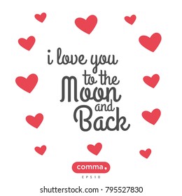 Valentine's Day vector illustration, valentine card, i love you to the moon and back symbol