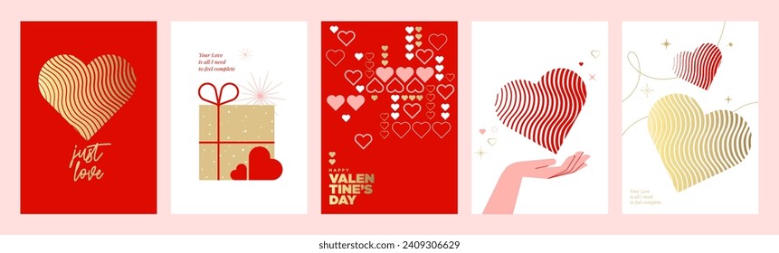 Valentines day. Vector illustrations of greeting card template, background for Valentine‘s day, love message, social media post, web banner.