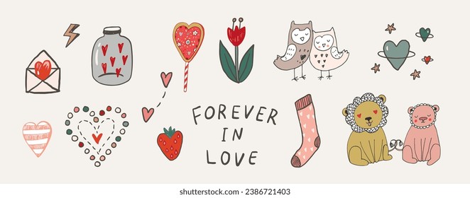 Valentine's day vector illustrations set.