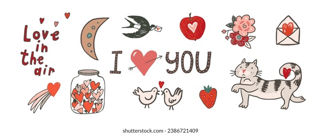 Valentine's day vector illustrations set.