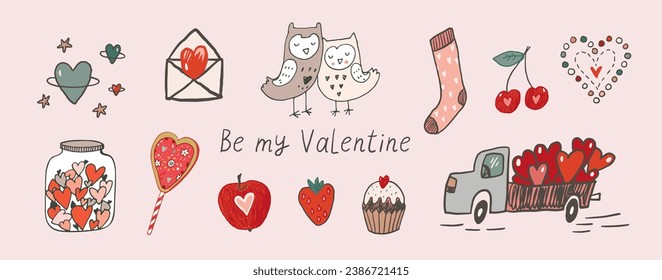 Valentine's day vector illustrations set.