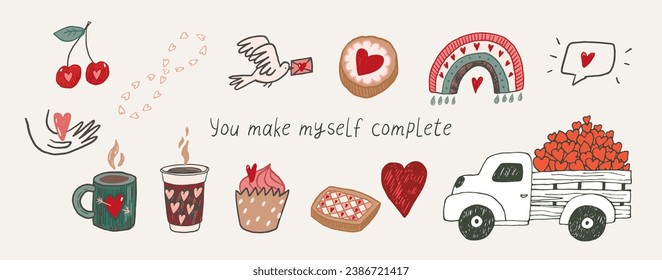 Valentinstag, Vektorgrafik Satz.