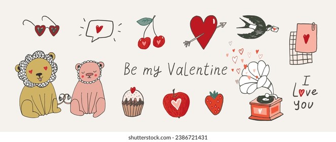 Valentine's day vector illustrations set.