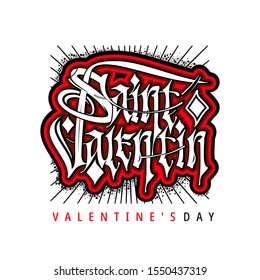 valentine's day vector lettering in gothic style. calligraphy black font for tattoo