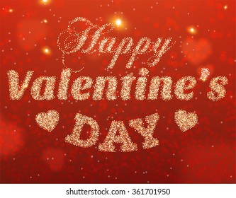 Valentines Day Vector Lettering Label With Sparkles and Glitters. Holiday Design.