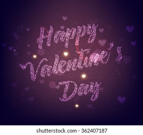 Valentinstag Vektor Lettering Label mit Falten und Glittern. Urlaubsdesign.