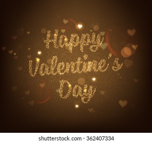 Valentinstag Vektor Lettering Label mit Falten und Glittern. Urlaubsdesign.