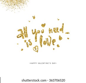 Etiqueta de vectores del día de San Valentín con manchas doradas y manchas. Diseño de vacaciones.