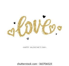 Etiqueta de vectores del día de San Valentín con manchas doradas y manchas. Diseño de vacaciones.