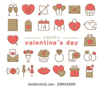 Valentine's day vector line con set.