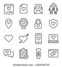 Valentine's day Vector Line Icon Set. Contains such Icons as Love Letter, Couple, Relationship and more. Expanded Stroke