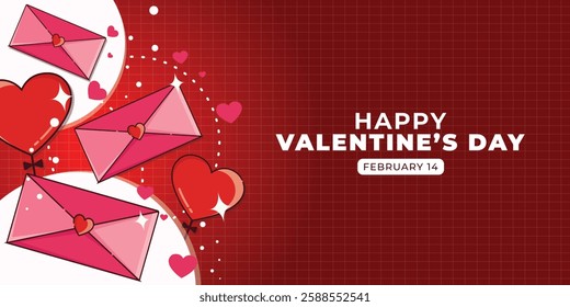 valentine's day vector with love letter and balloon concept. vector illustration. Valentine's Day. can be used for social media activities