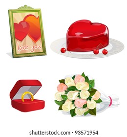 Valentine's Day vector objects on white