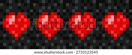 Valentine's Day. Vector Pixel art red Heart frame template design. Perfect Valentine's Day retro web discord banner wall decor layout. EPS 10