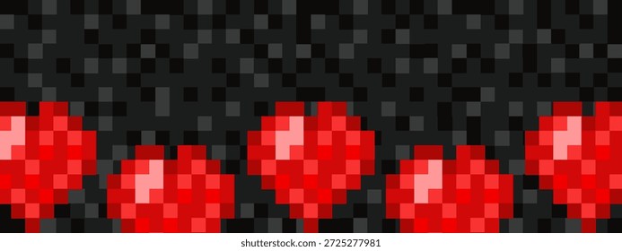 Valentine's Day. Vector Pixel red Heart Empty frame template design. Perfect Valentine's Day retro web discord banner Empty Frame layout. EPS 10