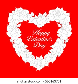 Valentine's Day vector postcard. Isolated floral hand drawing elements. Modern romantic greeting postcard.