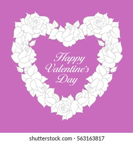 Valentine's Day vector postcard. Isolated floral hand drawing elements.  Modern romantic greeting postcard.