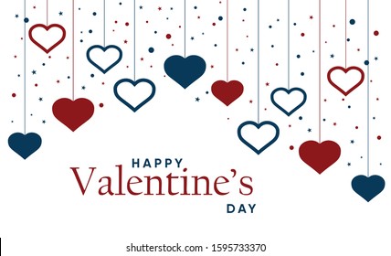 Valentine's Day vector poster or banner with heart, circle and star elements on the white color background.
