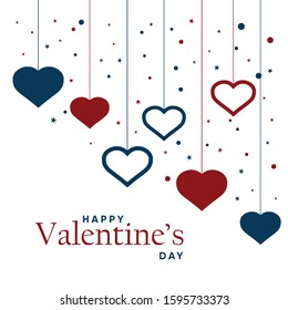 Valentine's Day vector poster or banner with heart, circle and star elements on the white color background.
