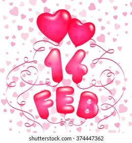 Valentine's Day. Vector red balloons. The 14 of February