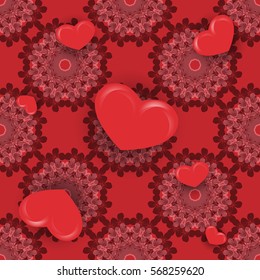 Valentine's day vector seamless.  Design element for wallpapers, web site backgrounds, wedding invitation, birthday or Valentines Day card, fabric print. Eps10