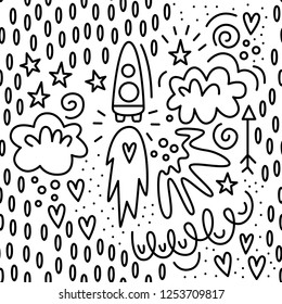 Valentine's day. Vector seamless pattern in Doodle style.