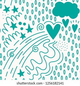 Valentine's day. Vector seamless pattern in Doodle style.