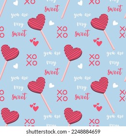 Valentines day vector seamless pattern. Doodle hand drawn illustration of cute romantic love background.
