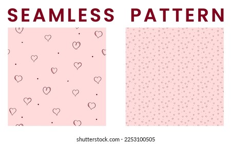 Valentines Day vector seamless pattern background. Doodle hearts LOVE Wallpaper.