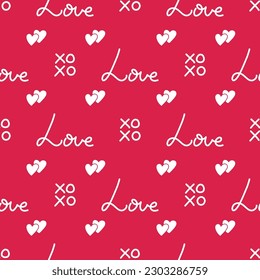 Valentines day vector seamless pattern. Doodle hand drawn illustration of cute romantic love background.

