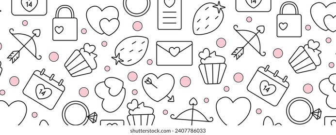 Valentine's Day. Vector seamless pattern