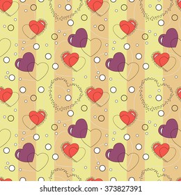Valentine's day. Vector seamless pattern with hearts. Yellow background