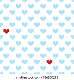 Valentine's day. Vector seamless pattern with geometric hearts, polygonal hearts, diamond hearts. Pattern for fabric, textile, wrapping paper, wallpaper, backdrop for wedding, invitation card.