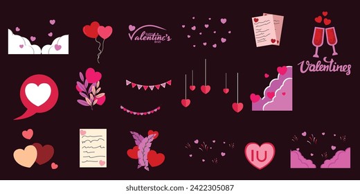 Diseño de la decoración del conjunto vectorial de San Valentín