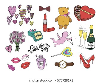 Valentines Day Vector Set Hand Drawn Stock Vector (Royalty Free ...