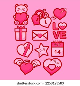 Ilustración del conjunto de vectores de San Valentín