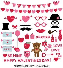 Valentine's Day vector set - photo booth props and design elements