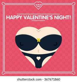 Valentine's day vector sexy card with bust