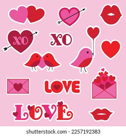 Valentines Day vector sticker graphics