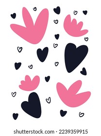 Valentine's Day Vector SVG, Doodle Hearts Illustration, Hearts Vectors, Love Illustration, Pink Hearts, Painted Hearts Illustration svg