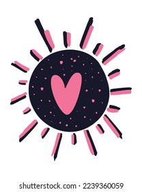 Valentine's Day Vector SVG, Doodle Hearts Illustration, Hearts Vectors, Love Illustration, Pink Hearts Sun, Painted Hearts Illustration svg