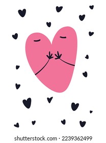 Valentine's Day Vector SVG, Doodle Hearts Illustration, Hearts Vectors, Love Illustration, Pink Hearts, Painted Hearts Illustration, Cute Hands Heart svg
