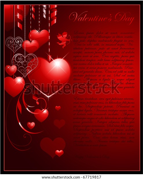 Valentines Day Vertical Background Heart Place Stock Vector Royalty Free 67719817