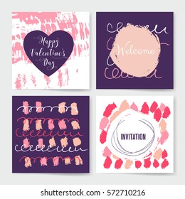 Valentines Day vintage background. Hand drawn illustration. Invitation. Vector.